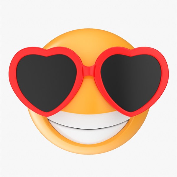 3D model Emoji 082 Laughing with heart shaped glasses