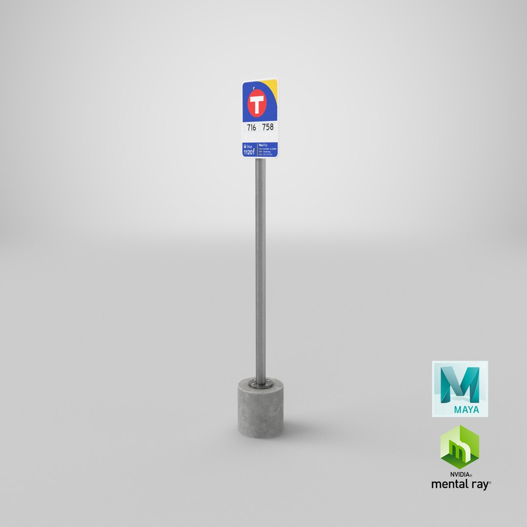 Bus Stop Signs 03 Cylinder Square And U Shape Pole Model - TurboSquid ...