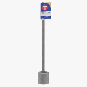 Bus Stop Signs 03 Cylinder Square and U Shape Pole model