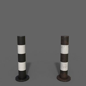 3D PBR Bollard BlackWhite