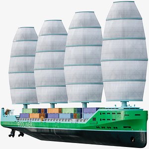 Futuristic Ship Sail Powered Green Ecoliner PBR