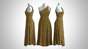 Woman Dress 2 Yellow Denim 3D model