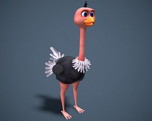 cartoon oistrich 3D model
