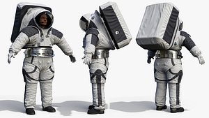 Astronaut Wearing xEMU Spacesuit Rigged for Cinema 4D
