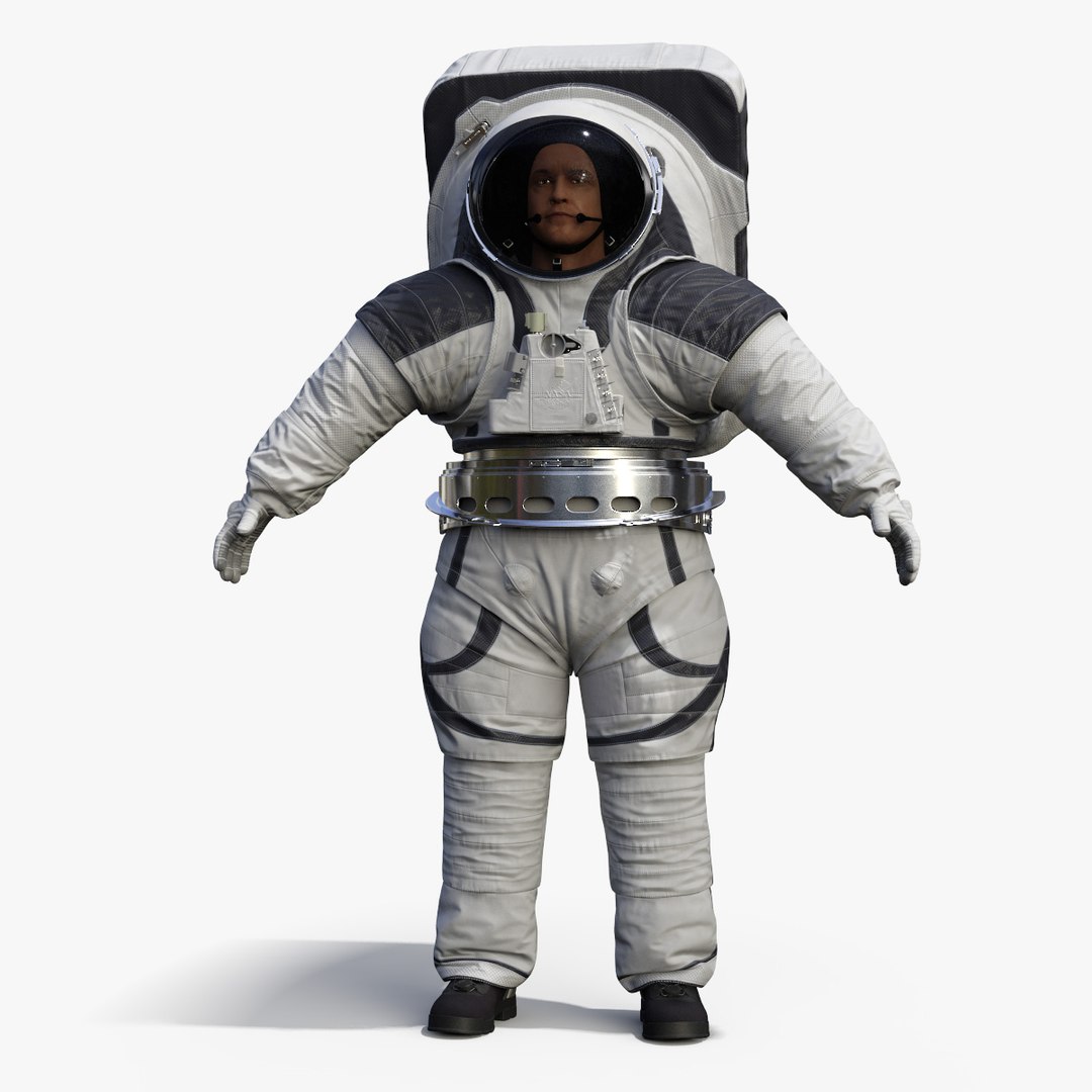 Astronaut Wearing xEMU Spacesuit Rigged for Cinema 4D 3D model preview