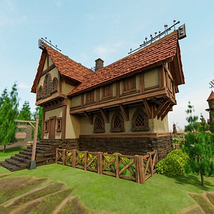 STYLIZED MEDIEVAL BUILDING 04 3D model