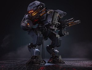 Stylized combat robot PBR LowPoly game-ready VR AR low-poly 3d model