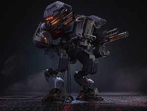 Stylized combat robot PBR LowPoly game-ready VR AR low-poly 3d model