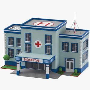 3D Low Poly Cartoon Hospital