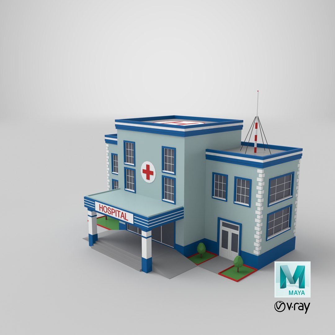 3D Low Poly Cartoon Hospital https://p.turbosquid.com/ts-thumb/xl/waK0dE/Wu/stemcell_maya_vray_render/png/1637212971/1920x1080/fit_q87/34fd40feced5870c4256fcdc1bbf37f6c9f74402/stemcell_maya_vray_render.jpg