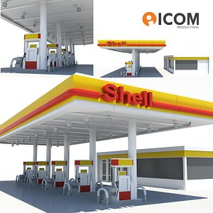 3d shell gas station model
