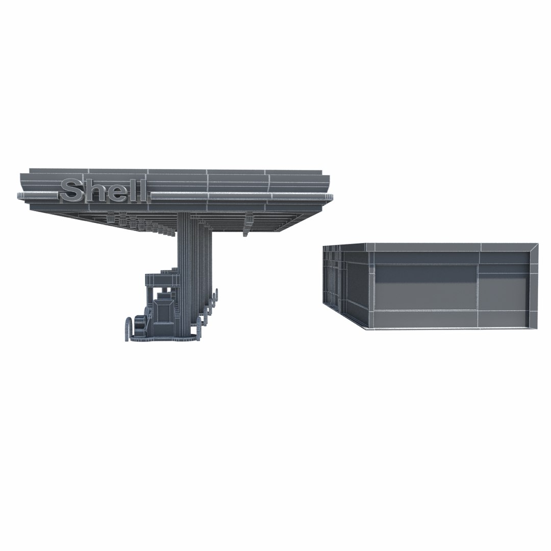 3d shell gas station model