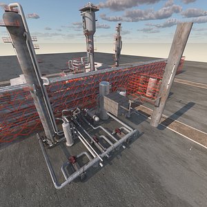 Industrial Gas Processing Plant 3D Model-Refinery with Towers Pipes Pumps Valves and Heat Exchanger
