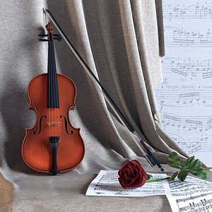 3d model violin rose