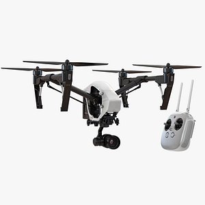 DJI Inspire 1 Pro Drone with 4K Camera Set Rigged 3D Model