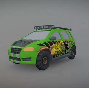 Low Poly Post Apocalypse Simple Sport Car model
