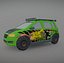 Prosty samochód sportowy Low Poly Post Apocalypse