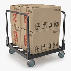 industrial cart cardboard boxes 3D model