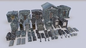 3D pack cemetery mausoleums tombs