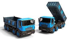 3D Blue Rigged Dump Truck