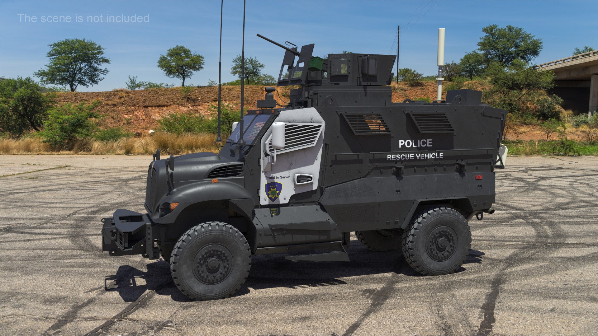 Police Vehicle MRAP International MaxxPro Rigged for Cinema 4D 3D model preview