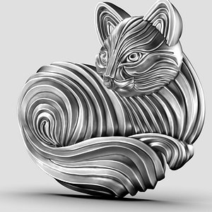 Modern Cat Bas Relief and Pendant 3D print model 3D model