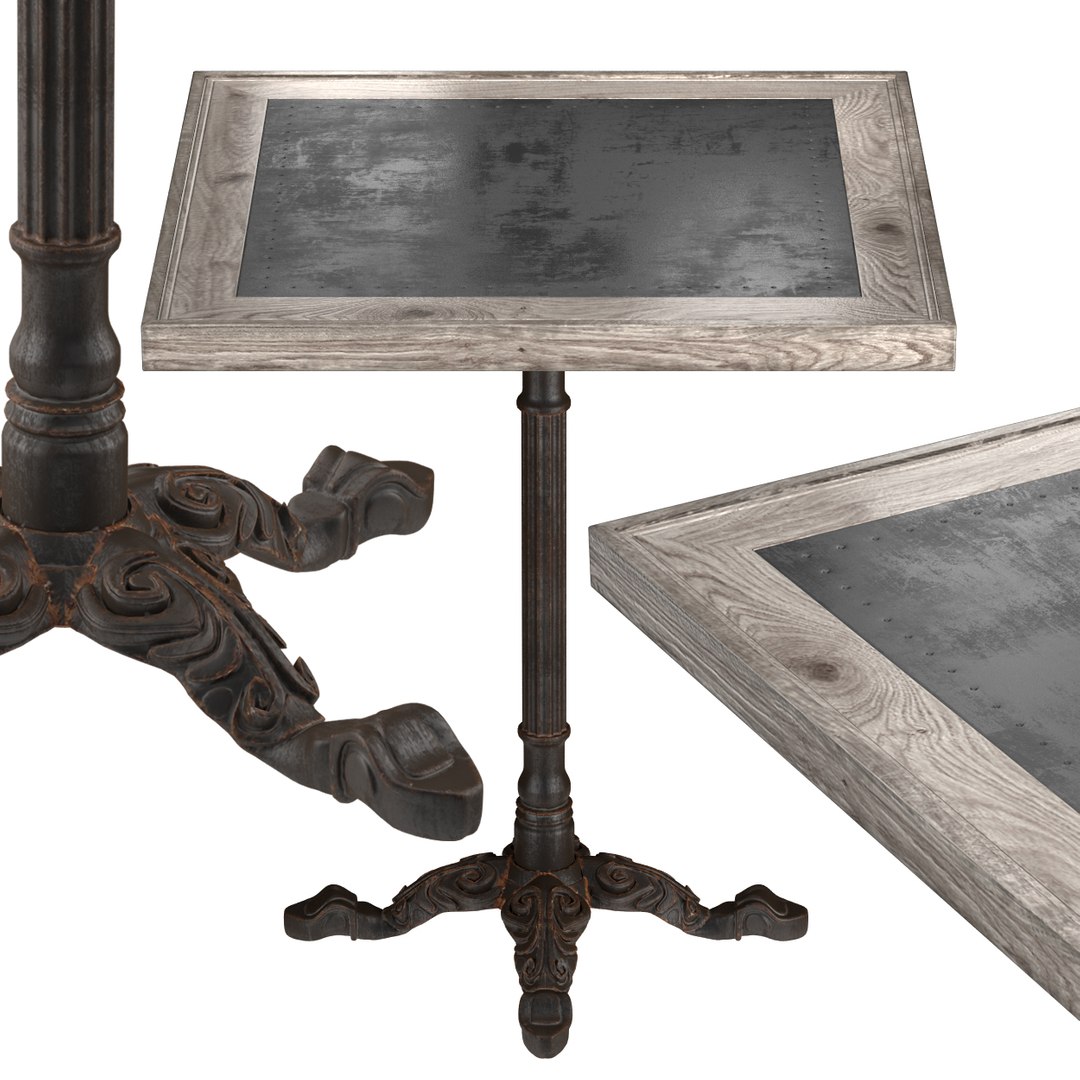 3d Restaurant Table Square Metal Sheet Model
