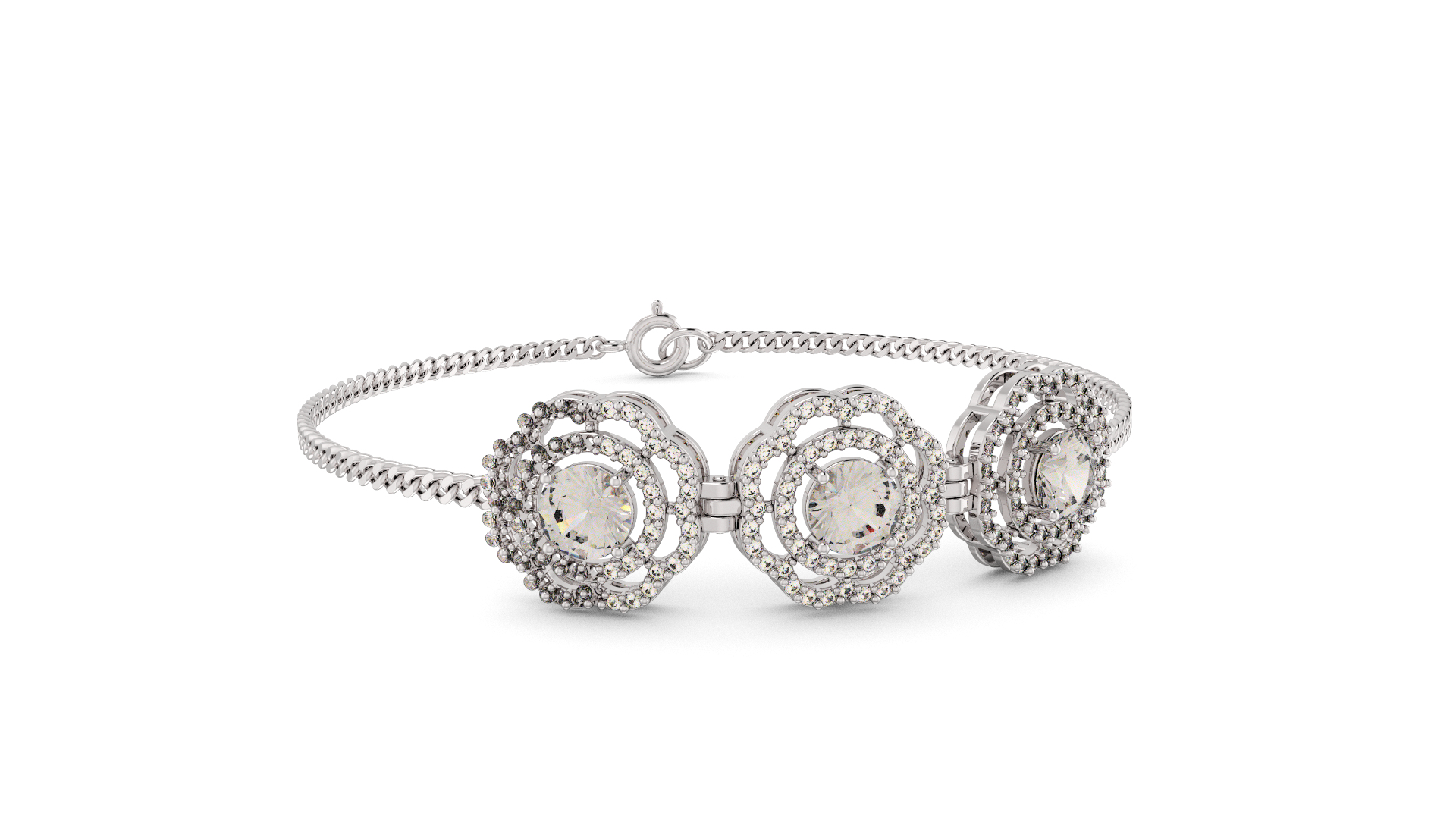 Flower Halo Bracelet With Diamond Setting 3D model - TurboSquid 2161761