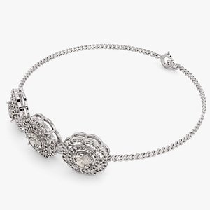 Flower Halo Bracelet With Diamond Setting 3D model