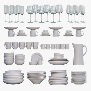 3D Tableware kitchen filling set model