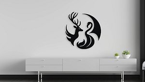 Deer and Swan Harmony Circle Wall Art 3D model