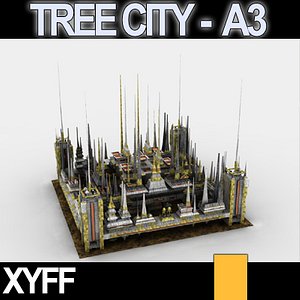 3d 3ds scifi city tree cityscape