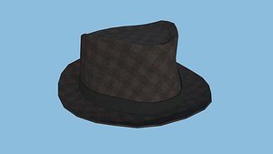 3D Black Plaid Trilby Hat - Character Design Fashion model