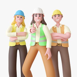 Builders - Rigged 3D Characters 12 Animations 3D