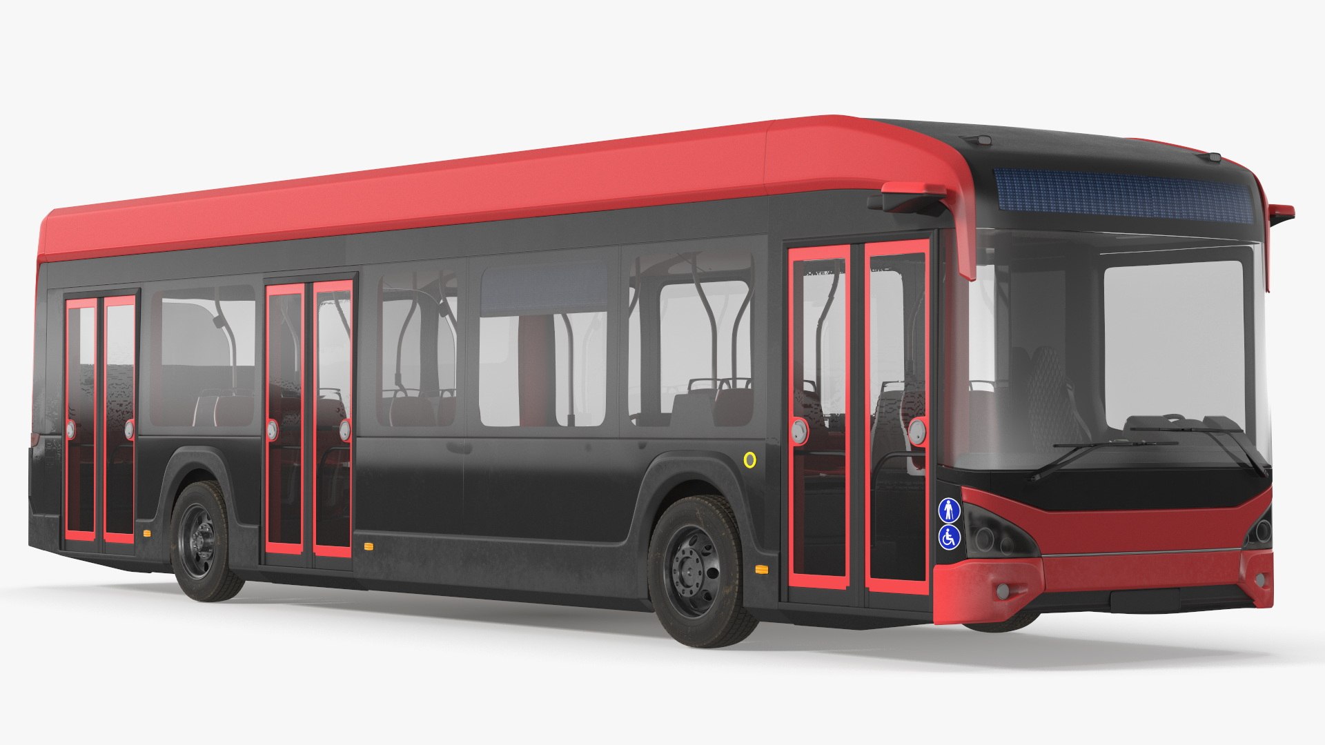 Modern Urban City Passenger Bus Red Black 3D model preview