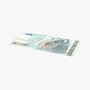 3d 20 euro bill torn model