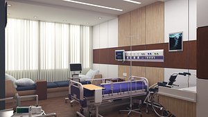 Home-like Hospital Patient Room Interior 3D model