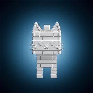Brick Cat Figurine 3D Print Model model