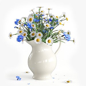 bouquet of chamomile and cornflowers