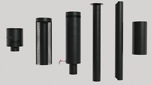 3D Black Chimney Stove Pipe Set model