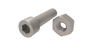 3D 1-4 20 Socket Head Bolt and Nut model