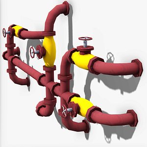 3D Industrial Pipes Modular - Low Poly Game Ready