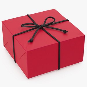Gift Box with a Lace Red v3 3D model