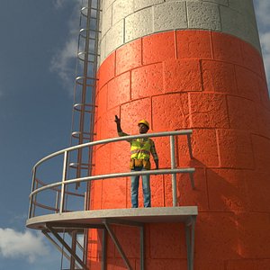Industrial Chimney Pipe with Worker