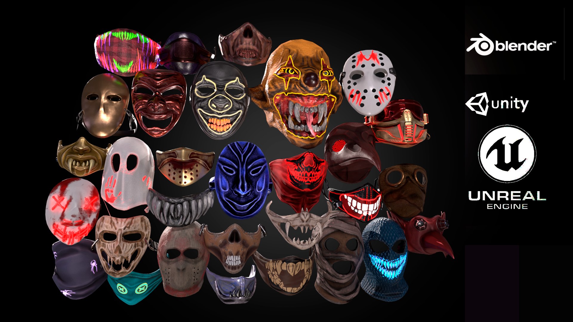 3D Masks Pack Medium https://p.turbosquid.com/ts-thumb/xo/CGprEf/x7/preview/png/1745143951/1920x1080/fit_q87/0236c930c03bcd24905302737420864fc3d7c982/preview.jpg
