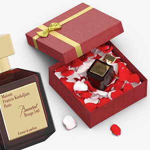 Baccarat Rouge 540 Extrait Perfume Gift Box with Rose Petals 3D model