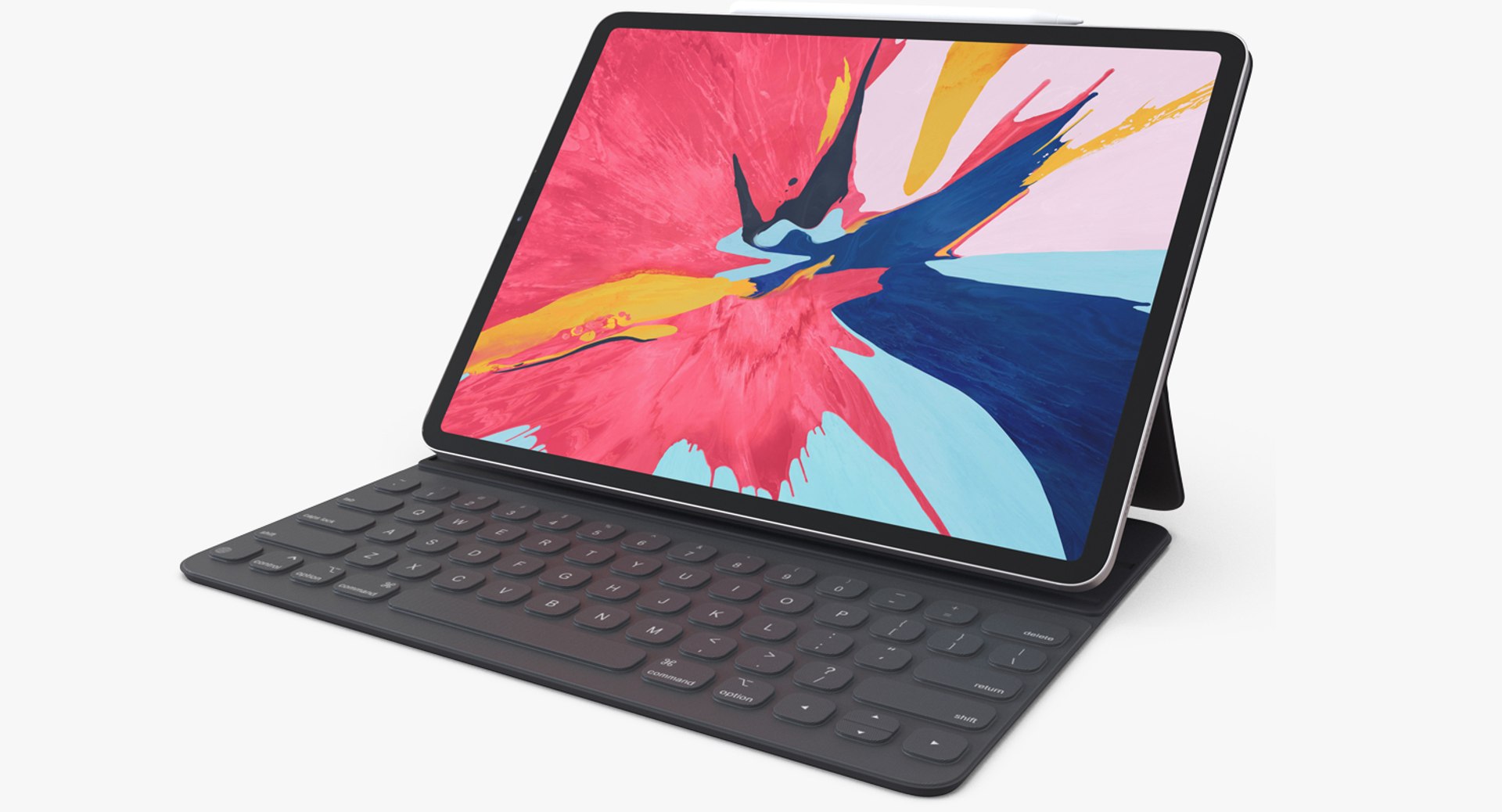 Apple iPad Pro 2019 with Smart Keyboard Rigged 3D model preview