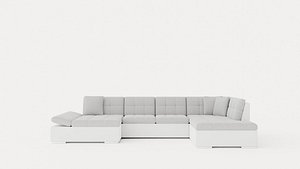 3D model Zumar U Bed Sofa Divan With Storage Left White Light