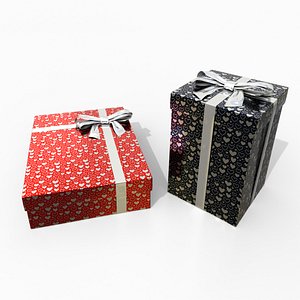 Gift Boxes - Tall and Wide Duo with Glossy Ribbon Bow model