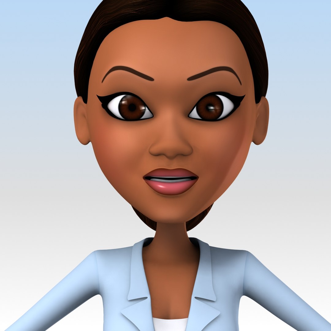 Afro-american Cartoon Girl Woman 3d Model